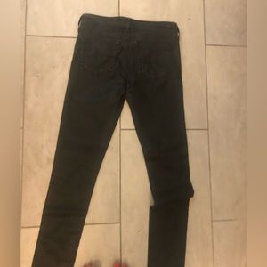 Brand new with tags black leatherette AG stretch jeans. Low rise.